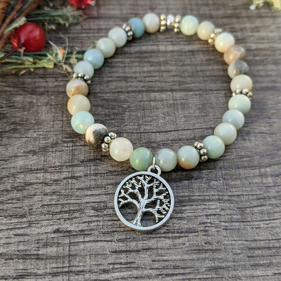 Gemstone Black Cloud Amazonite Bracelet - Picture 2 of 4